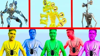 Team Spider-Hulk VS Metal Siren Head VS Robot Siren Head VS Gold Siren Head VS Light Siren Head