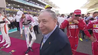 F1 drivers during the anthem - Abu Dhabi GP 2017