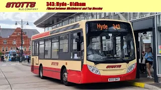 Stotts Tours 343 service between Micklehurst and Top Mossley