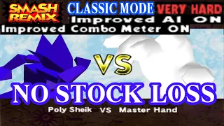 Smash Remix - Classic Mode Gameplay with Polygon Sheik (VERY HARD) No stock loss