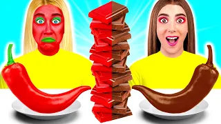 Reto de Chocolate vs. Comida Real #2 | ¡Último en Parar de comer las 100 capas gana por KuBuKu