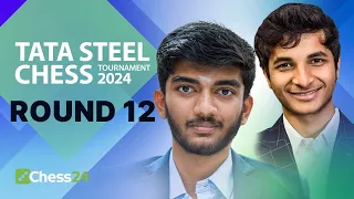 Gukesh v Pragg: Pre-Candidates Faceoff & Nodirbek v Vidit On Penultimate Day | Tata Steel 2024 Rd 12