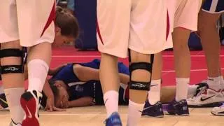 EYOF2013 BASKETBALL (G) CZE-SVK SERIOUS INJURY JELENCIKOVA (SLO)