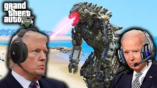 US Presidents Survive MECHA GODZILLA ATTACK in GTA 5