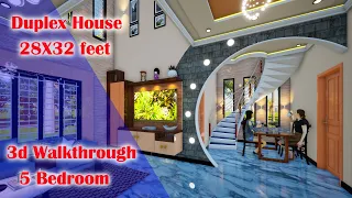 Small duplex house design ideas– 5 bhk house design – 3d house plan