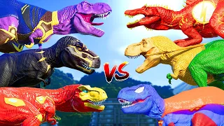 Stegoceratops vs All Carnivores Dinosaurs Fighting in Jurassic World Evolution, T-Rex, Spinosaurus