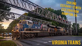 Virginia Trains - Chasing CSX B441-12 with CSX 3194 from Hampton, VA
