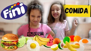 DESAFIO BALA FINI VS COMIDA REAL - Gummy Food vs. Real Food Challenge! | Ana e Alice Tube