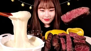 ASMR🥩🧀 육즙 가득~ 스테이크에 치즈를 듬뿍! 부채살 스테이크(탑블레이드) 리얼사운드 먹방 l topblade steak Mukbang ステーキ เนื้อวัว