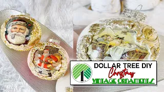 DOLLAR TREE DIY CHRISTMAS: Turn plastic clear ornaments into Vintage pieces!