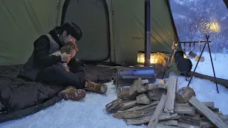 Winter Camping in a Heavy Snow with My Dog