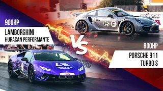 Lamborghini Huracan VS Porsche 911 Turbo S. Московская миля