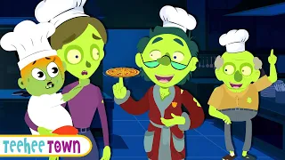 Five Zombies Were Cooking At A Party | NEW Spooky Scary Song By Teehee Town