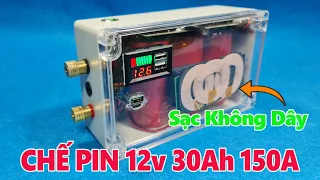 Chế Pin 12v 30Ah 150A từ pin Tesla 46950, có Sạc không dây, Type-C PD QC 3.0 4.0