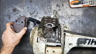 Ищем мощность. Нагар в выхлопном окне. Stihl fs 350