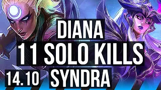 DIANA vs SYNDRA (MID) | 11 solo kills, Legendary, 19/4/6, 700+ games | NA Master | 14.10