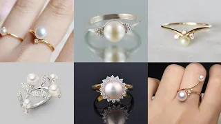 Pearl Ring Ideas, Designs. Gold & Pearl rings designs