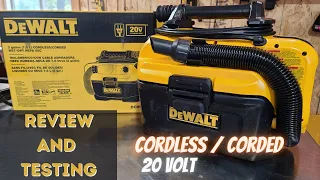 Dewalt DCV581H cordless and corded wet dry vac review and testing - portable and powerful