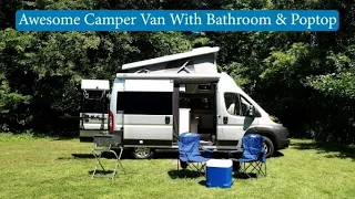 2023 Rize 18A Class B Camper Van Has A Bathroom & Rooftop Tent!