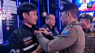 Tourist Police patrol Walking Street in Pattaya and positively recognise security guards