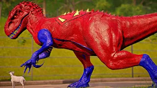 SPİDERMAN Tyrannosaurus Rex vs SUPERMAN Indominus Rex - Dinosaur Fighting Jurassic World Evolution!
