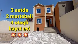 🏝Masazırda, 3 sotda, 2 mərtəbəli, 4 otaqlı, tam təmirli həyət evi satılır✳⭐