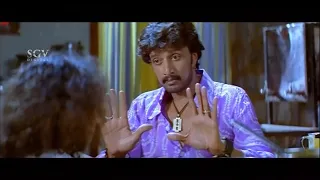 Sudeep angry on girl for saying to feed | Kiccha Sudeep Best Scenes | Veera Madakari Kannada Movie