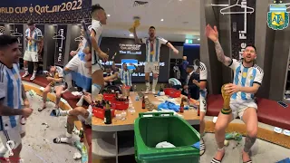 Messi and Argentina Players Dressing Room Celebrations After Winning The World Cup Final