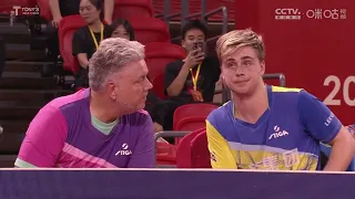 Injury scare moment for Truls Möregårdh, Chinese Table Tennis Super League