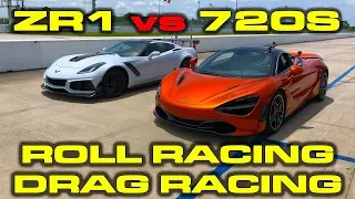 2019 755 HP Chevrolet Corvette ZR1 1/4 mile and Roll Racing vs 710 HP McLaren 720S