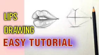 How to draw lips/lip drawing easy step by step  | Basic drawing tutorial with pencil for beginners