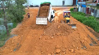 Wonderful Plan Landfill By Skill D31P Bulldozer Pushing Spreading Soil And 5Ton Truck Unloading Soil