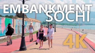 Sochi Embankment Walking Tour - Russia - 4K 60fps🎧- Sea Walk With Real Binaural 3D Ambient Sounds