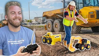 Driving RC Toy Tractors in Active Construction Site