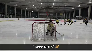 Mic’d Up James- Special Goalie part 2- Bees Nuts 🤣 #micdup #beesnuts #deeznuts #hockey #youthhockey