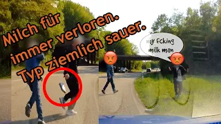 Deutschland, deine Dashcams: Typ verliert seine Milch während er casually auf Landstraße spaziert