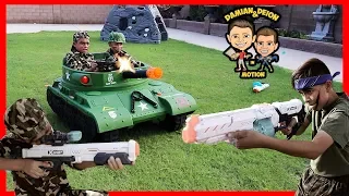 Backyard Battle with Tank | X-Shot Shootout | Thunder Tank | D&D Squad Battles