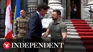 Volodymyr Zelensky welcomes Canadian prime minister Justin Trudeau to Kyiv