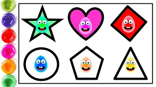 learning shapes | 2d shapes song | five little shapes | shapes drawing | geometrical shapes video #1