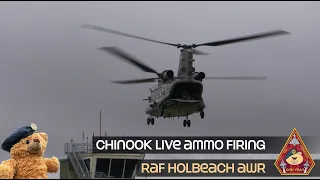 COMBAT TRAINING RAF CHINOOK LIVE AMMO FIRING M134 & M60D MACHINE GUN WITH TRACERS • RAF HOLBEACH AWR