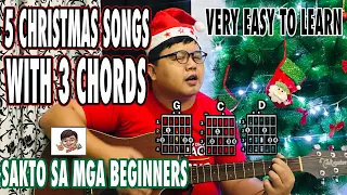 5 CHRISTMAS SONGS WITH ONLY 3 CHORDS -EASY GUITAR CHORDS PATTERN FOR BEGINNERS -PLAY XMAS SONGS EASY