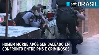 Homem morre após ser baleado em confronto entre PMs e criminosos | SBT Brasil (17/03/23)