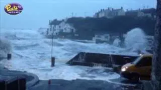 Porthleven in Cornwall takes a battering from storms