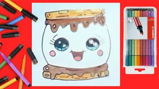 How to Draw Cute Smores Step by Step | Beginner Friendly S'more Drawing | Drawing Tutorials