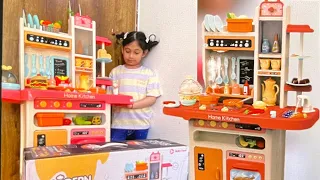 Kid’s kitchen set unboxing hieght 71cm //kitchen set review // #amazon  //steam,water,light,sound