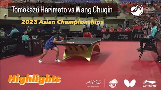 Wang Chuqin 王楚钦 vs Tomokazu Harimoto 張本智和 | 2023 Asian Championships (MT-QF) HD Highlights