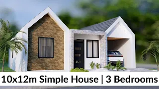 (10x12 Meters) Small House Design Idea with 3 Bedrooms