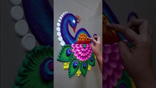 Peacock Rangoli Design for Diwali #shorts