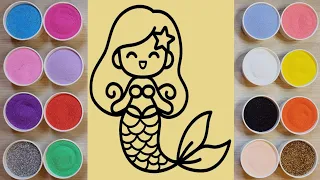 Sand Painting coloring Mermaid ❤️沙畫美人魚Tô màu tranh cát