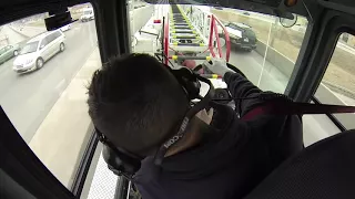 Tiller Driver's View of Firetruck Response